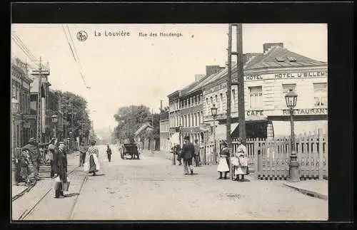 AK La Louviere, Rue des Houdengs, Strassenpartie