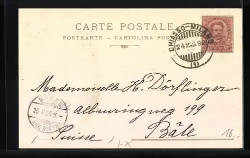 Lithographie Como, Monumento ad Aless. Volta