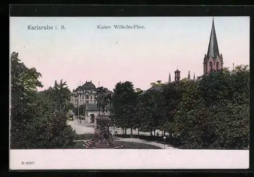 AK Karlsruhe i. B., Kaiser Wilhelm-Platz bei Abendstimmung