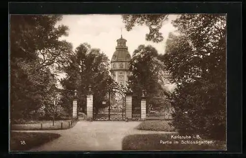 AK Karlsruhe i. B., Partie im Schlossgarten