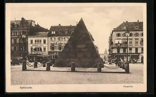 AK Karlsruhe, Pyramide und Geschäfte