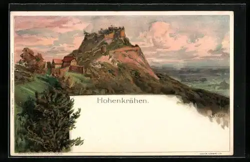 Künstler-AK Hohenkrähen, Blick auf das Gebirge