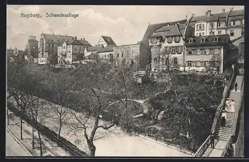 AK Augsburg, Strassenpartie mit Schwedenstiege