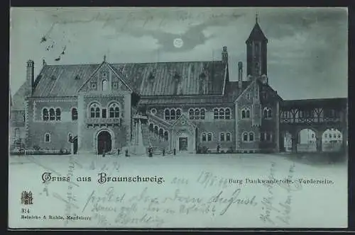 Mondschein-AK Braunschweig, Burg Dankwarderode, Vorderseite