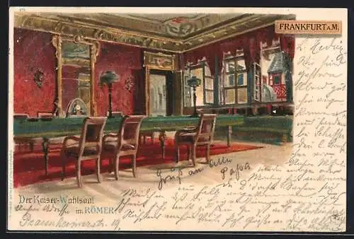 Lithographie Alt-Frankfurt, Gasthaus Römer, Kaiser Wahlsaal