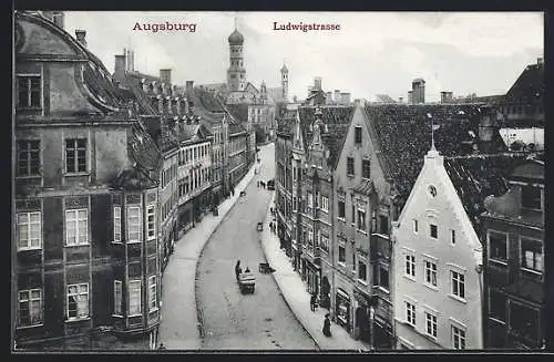 AK Augsburg, Ludwigstrasse mit Passanten