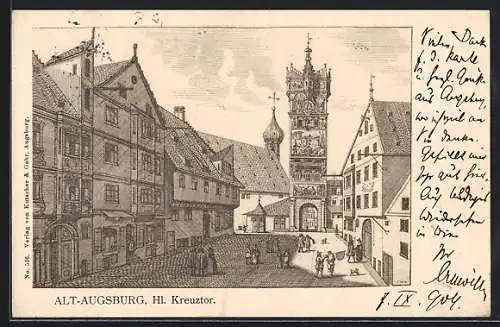 Künstler-AK Alt-Augsburg, Hl. Kreuztor