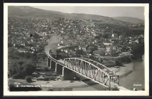 AK Weles, Panorama mit Eisenbahnbrücke