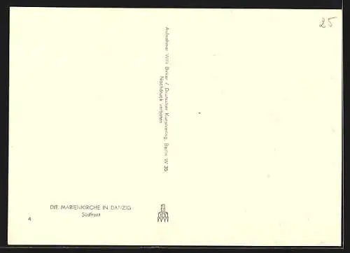 AK Danzig / Gdansk, Marienkirche, Südfront