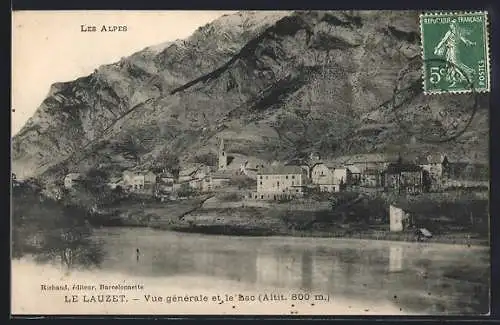 AK Le Lauzet, Les Alpes, Vue générale et le Lac