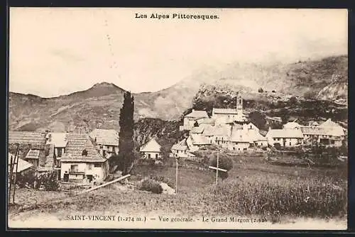 AK Saint-Vincent, Les Alpes Pittoresques, Vue générale, Le Grand Morgon