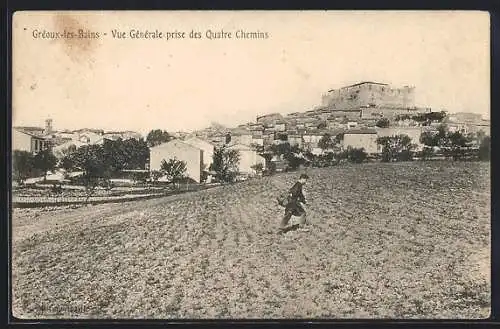 AK Gréoux-les-Bains, Vue Générale prise des Quatre Chemins