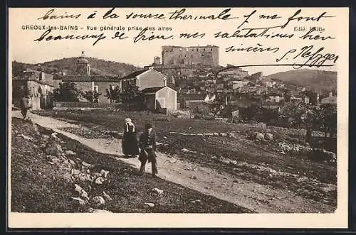 AK Gréoux-les-Bains, Vue générale prise des aires