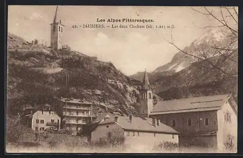 AK Jausiers, Les Alpes Pittoresques, Les deux Clochers