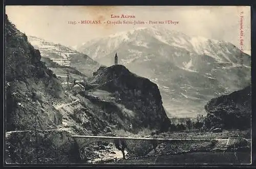 AK Méolans, Les Alpes, Chapelle Saint-Julien, Pont sur l`Ubaye