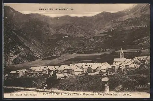 AK Meyronnes, Les Alpes Pittoresques, Vallée de l`Ubayette, Vue générale