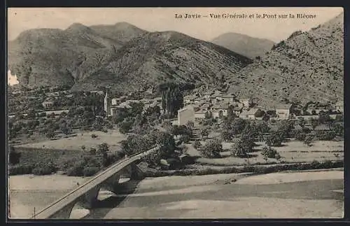 AK La Javie, Vue Générale et le Pont sur la Bléone