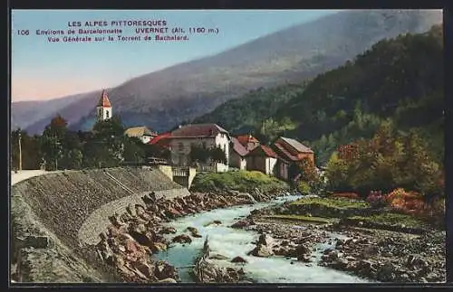 AK Uvernet /Barcelonnette, Vue général sur le Torrent de Bachelard