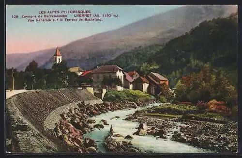 AK Uvernet /Barcelonnette, Vue Générale sur le Torrent de Bachelard