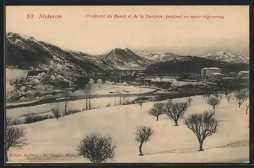 AK Sisteron, Confluent du Buech et de la Durance, pendant un hiver rigoureux