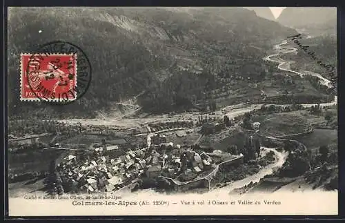 AK Colmars-les-Alpes, Vue a vol d` Oisseau et Vallee du Verdon