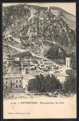 AK Entrevaux, Vue générale, le fort