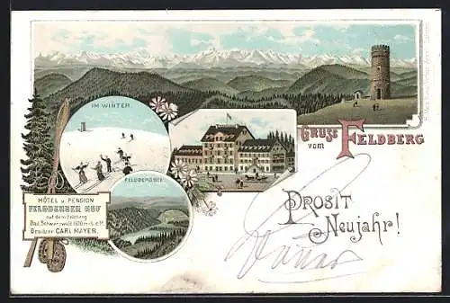 Lithographie Feldberg / Schwarzwald, Hotel Feldberger Hof auf dem Feldberg