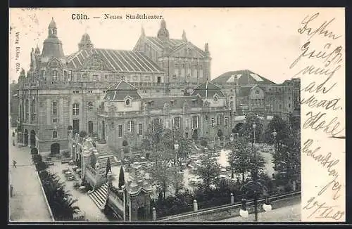 AK Köln-Neustadt, Das neue Stadttheater mit Café-Terrasse