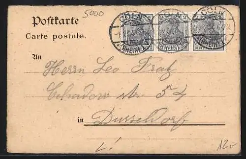 Lithographie Köln-Neustadt, Strassenbahn am neuen Stadttheater