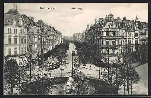 AK Köln-Neustadt, Salierring mit Restaurant zum Reichskanzler und Strassenbahn