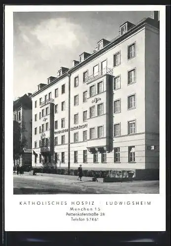 AK München, Ludwigsheim des katholischen Hospiz, Pettenkoferstrasse 28