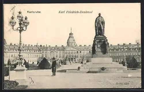 AK Karlsruhe, Karl Friedrich-Denkmal