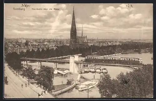 AK Hamburg, Hochbahn über der Alster