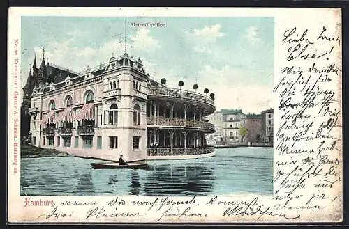 AK Hamburg-Neustadt, Alster-Pavillon, Ruderboot