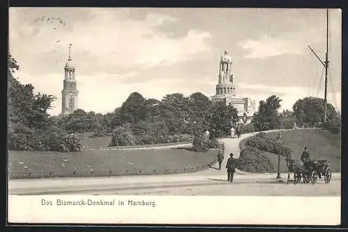 AK Hamburg-St.Pauli, Bismarck-Denkmal