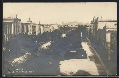 AK München, Maximilianstrasse aus der Vogelschau