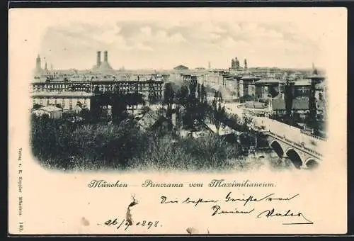 AK München, Panorama vom Maximilianeum