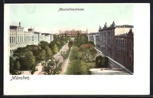 AK München, Maximilianstrasse mit Anlagen