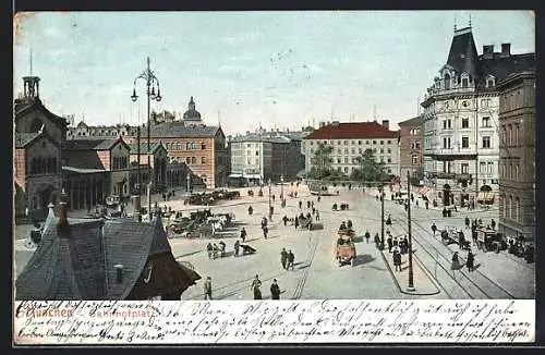 AK München, Bahnhofplatz mit Strassenbahn