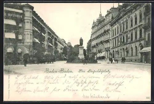 AK Baden-Baden, Denkmal auf dem Leopoldplatz