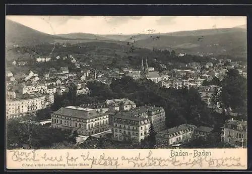 AK Baden-Baden, Ortsansicht aus der Vogelschau