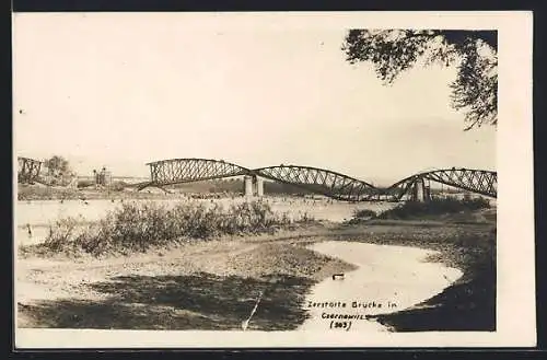 AK Czernowitz, Zerstörte Eisenbahn-Brücke