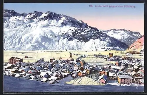 AK Andermatt, Gesamtansicht mit Blick zum Bätzberg