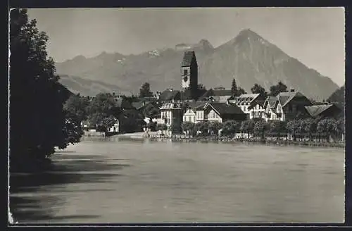 AK Interlaken, Unterseen, Teilansicht mit Niesen