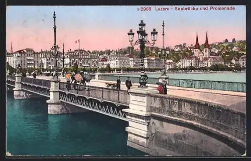 AK Luzern, Seebrücke und Promenade