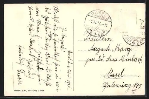 AK Baden, Stadtansicht aus der Vogelschau