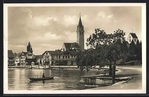 AK Romanshorn, Partie am See mit Blick zur Kirche