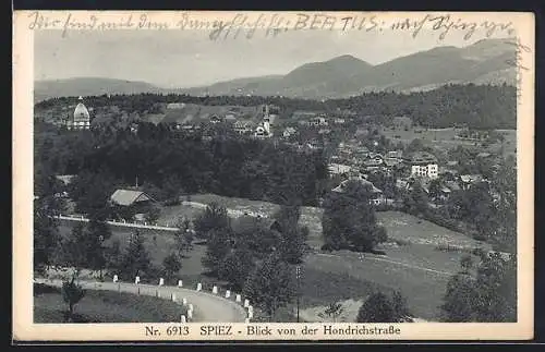 AK Spiez, Blick von der Hondrichstrasse auf den Ort