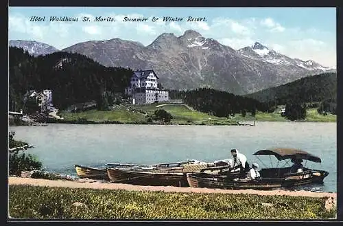 AK St. Moritz, Panorama mit Hotel Waldhaus