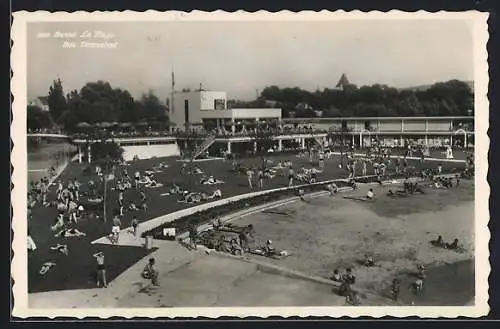 AK Biel, Strandbad mit Badegästen